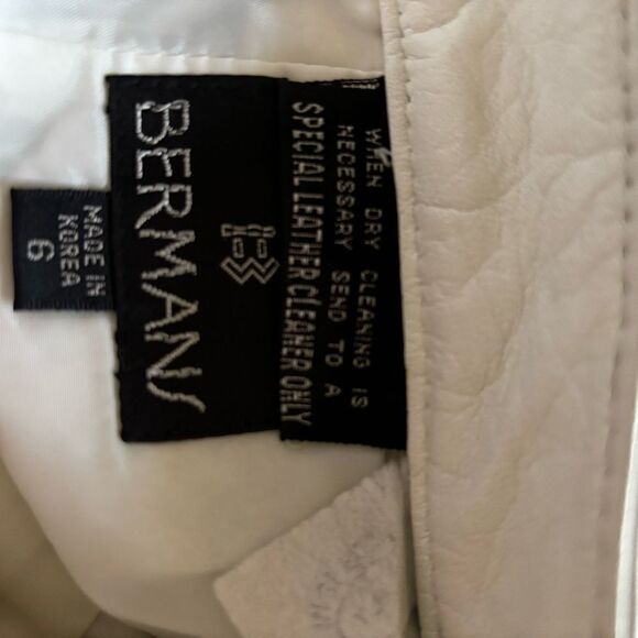 Vintage White Real Leather‎ Pencil Lined Skirt Bermans size 6 - Picture 9 of 9